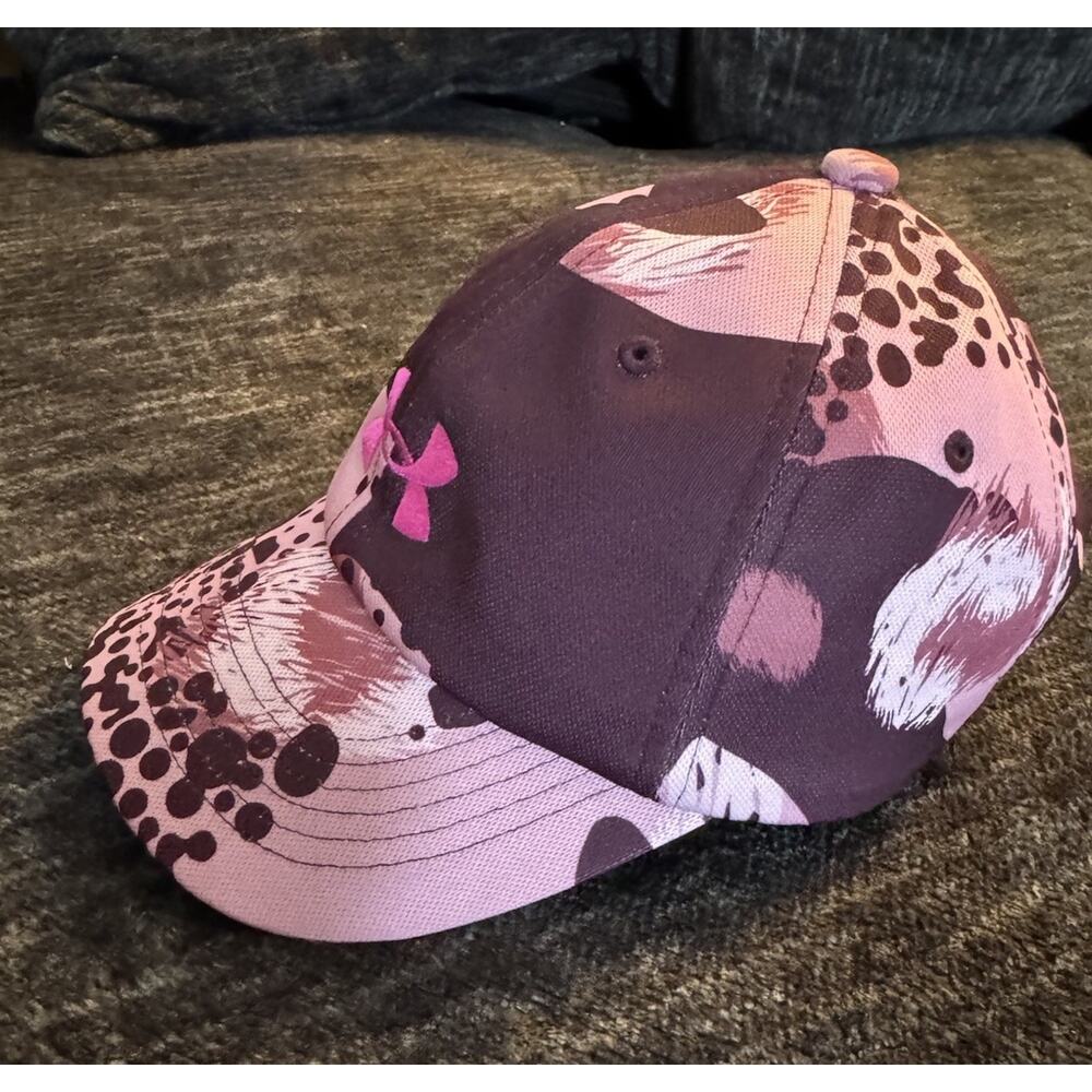 Under Armour Pink Camo Hat Cap / Youth Or Small Womens /Fitted Stretch Band A256 - Picture 5 of 6